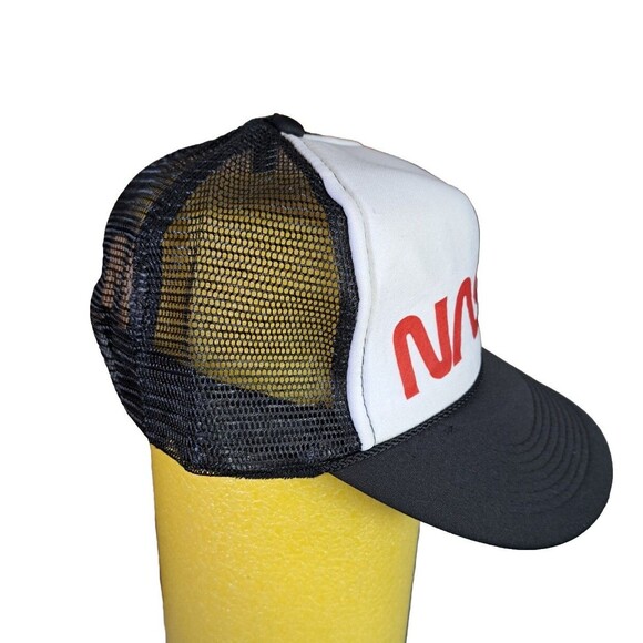 NASA OTTO Collection Trucker Hat Mesh Foam Black Snapback Adjustable Retro - Picture 2 of 5